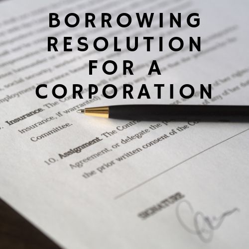 Borrowing Resolution for a Corporation