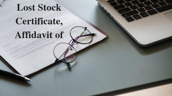 Lost Stock Certificate, Affidavit of