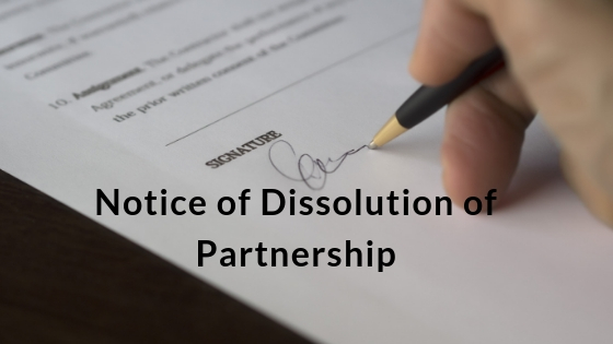 Notice of Dissolution of Partnership