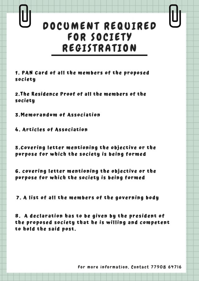document required for society registration