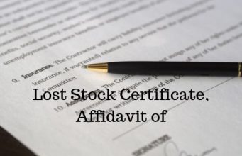 Lost Stock Certificate, Affidavit of