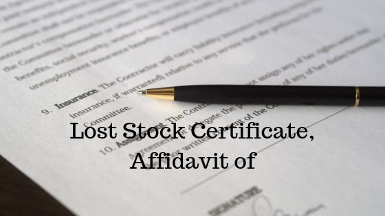 Lost Stock Certificate, Affidavit of