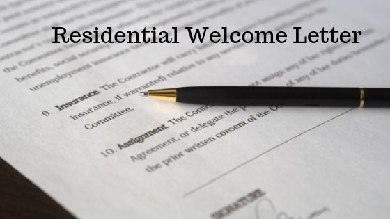 Residential Welcome Letter