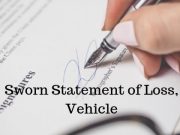 Sworn Statement of Loss, Vehicle