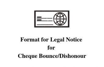 Format for Legal Notice for Cheque Bounce/Dishonour