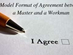 Model Format of Agreement between a Master and a Workman