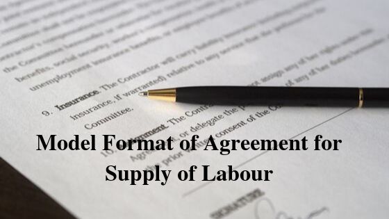 Model Format of Agreement for Supply of Labour