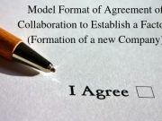 Model Format of Agreement of Collaboration to Establish a Factory (Formation of a new Company)
