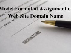 Model Format of Assignment of Web Site Domain Name