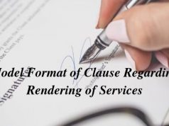 Model Format of Clause Regarding Rendering of Services