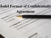 Model Format of Confidentiality Agreement