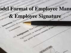 Model Format of Employee Manual & Employee Signature