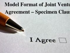 Model Format of Joint Venture Agreement – Specimen Clauses