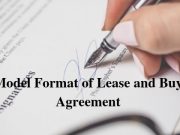 Model Format of Lease and Buy Agreement