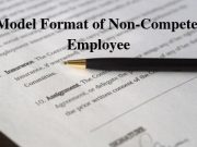 Model Format of Non-Compete, Employee