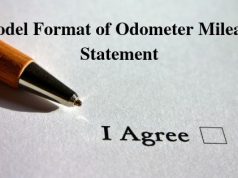 Model Format of Odometer Mileage Statement