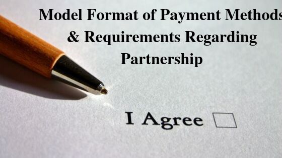 Model Format of Payment Methods & Requirements Regarding Partnership
