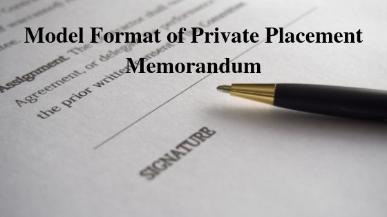 Model Format of Private Placement Memorandum