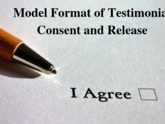 Model Format of Testimonial Consent and Release