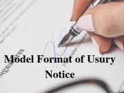 Model Format of Usury Notice
