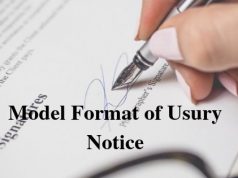Model Format of Usury Notice