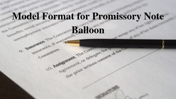Model Format for Promissory Note Balloon