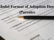 Model Format of Adoption Deed (Parents)