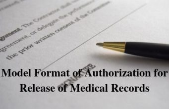 Model Format of Authorization for Release of Medical Records