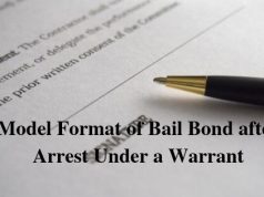 Model Format of Bail Bond after Arrest Under a Warrant