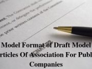 Model Format of Draft Model Articles Of Association For Public Companies