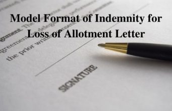 Model Format of Indemnity for Loss of Allotment Letter
