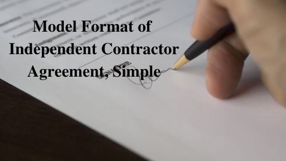 Model Format of Independent Contractor Agreement Simple