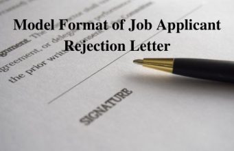Model Format of Job Applicant Rejection Letter