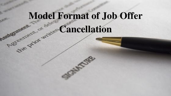 Model Format of Job Offer Cancellation