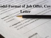 Model Format of Job Offer Cover Letter