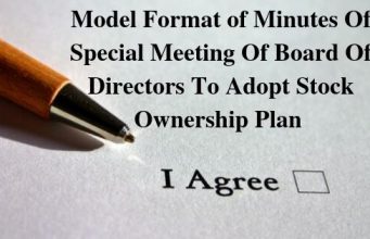 Model Format of Minutes Of Special Meeting Of Board Of Directors To Adopt Stock Ownership Plan