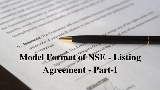 Model Format of NSE - Listing Agreement - Part-I