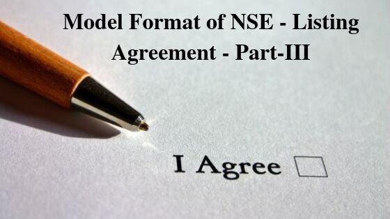 Model Format of NSE - Listing Agreement - Part-III