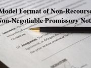 Model Format of Non-Recourse Non-Negotiable Promissory Note