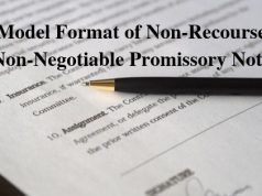 Model Format of Non-Recourse Non-Negotiable Promissory Note