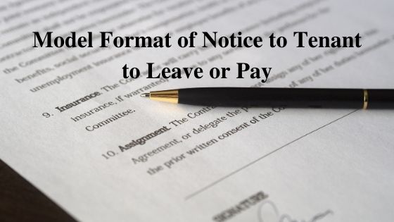 Model Format of Notice to Tenant to Leave or Pay