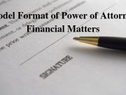 Model Format of Power of Attorney Financial Matters