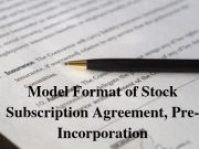 Model Format of Stock Subscription Agreement, Pre-Incorporation