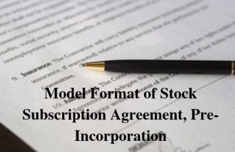 Model Format of Stock Subscription Agreement, Pre-Incorporation