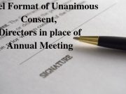 Model Format of Unanimous Consent, Directors in place of Annual Meeting