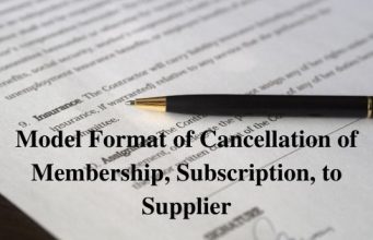 Model Format of Cancellation of Membership Subscription to Supplier