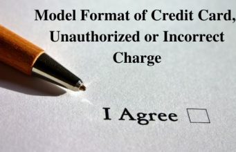 Model Format of Credit Card Unauthorized or Incorrect Charge