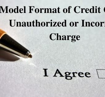 Model Format of Credit Card Unauthorized or Incorrect Charge