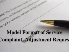 Model Format of Service Complaint Adjustment Request