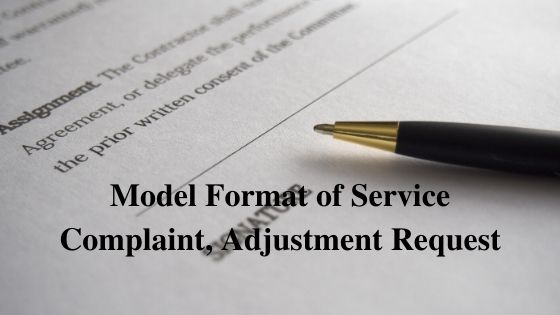 Model Format of Service Complaint Adjustment Request